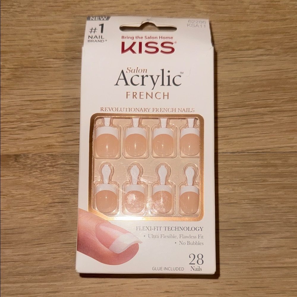 Kiss Salon Acrylic French Press-On Nails — Nude & White